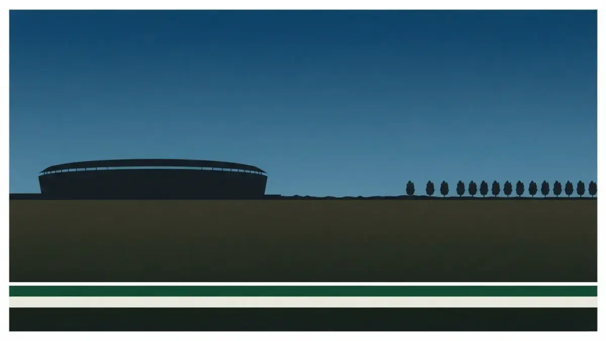 Illustrierte geschlossene Stadionschale in flacher Ebene, Vereinsseite Borussia Mönchengladbach