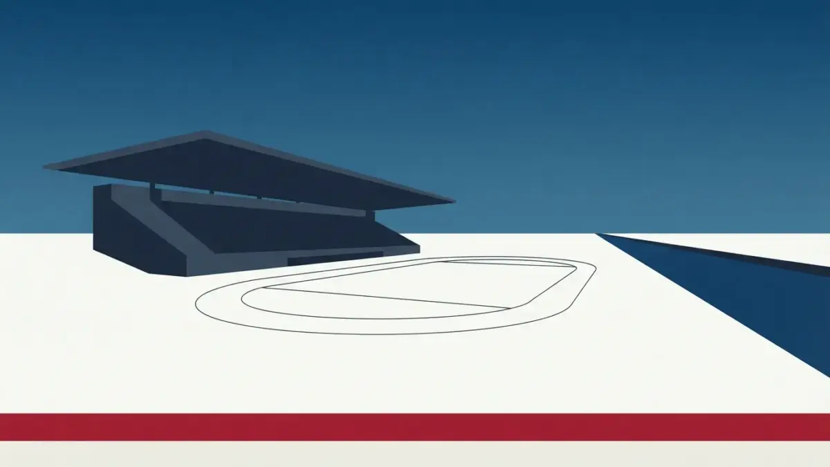 Illustrierte Tribüne mit auskragendem Dach am Laufbahnoval, Neckarstadion in Stuttgart