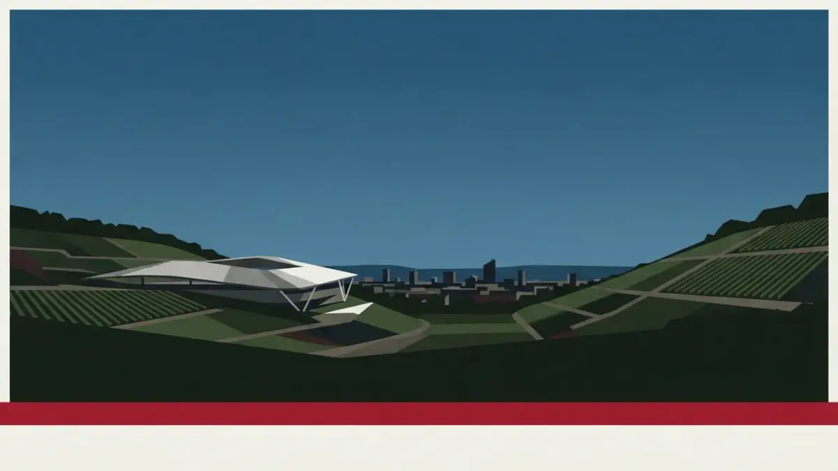 Illustrierte Stadionsilhouette im Talkessel mit Weinbergterrassen, Vereinsseite VfB Stuttgart